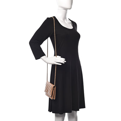 Chanel Letter Calfskin Embossed Quilted Wallet On Chain WOC Beige 3 of 15
