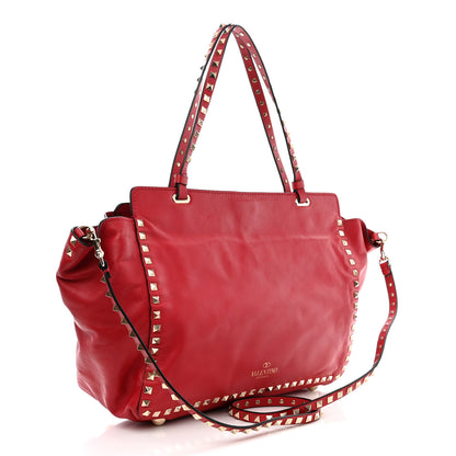 Valentino Garavani Vitello Medium Rockstud Tote Rosso Valentino 3 of 12