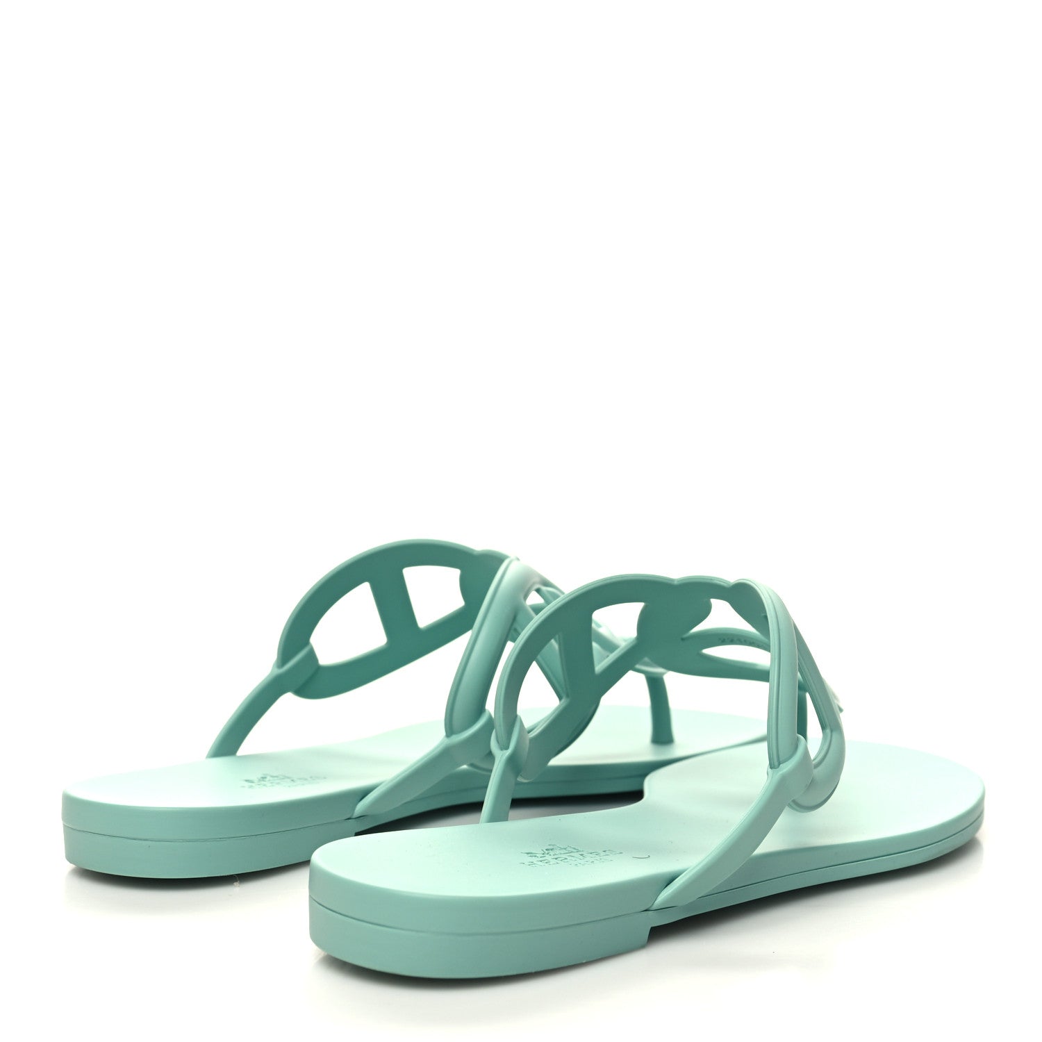 Hermes Rubber Womens Egerie Sandals 38 Vert Embrun 4 of 9
