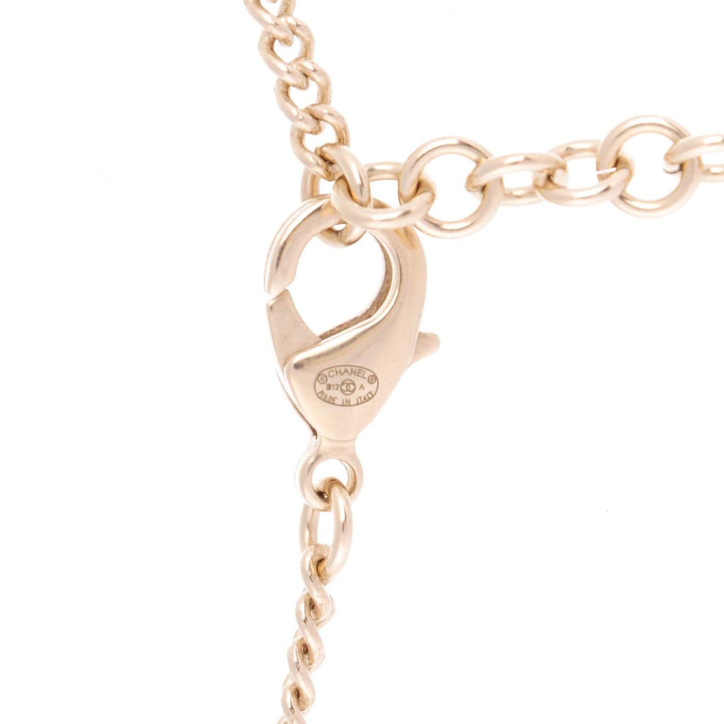 Enamel CC Charm Necklace Black Gold
