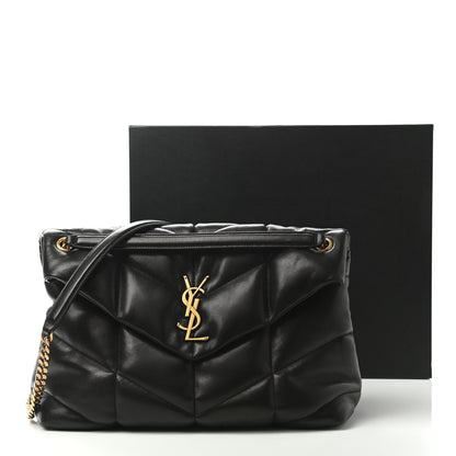 Saint Laurent Lambskin Quilted Medium Loulou Puffer Monogram Chain Satchel Black 11 of 11