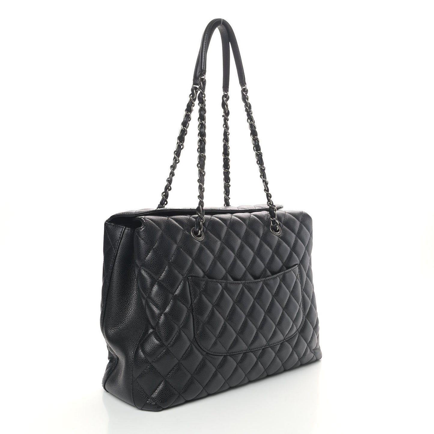 Caviar Quilted City Shopping Tote Black