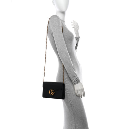 Gucci Calfskin GG Marmont Chain Wallet Bag Black 2 of 12