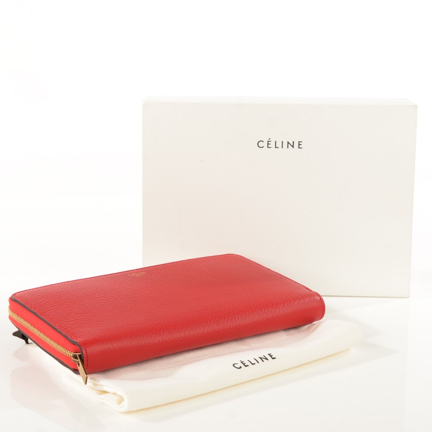 Calfskin Large Zip Around Multifunction Wallet Coquelicot