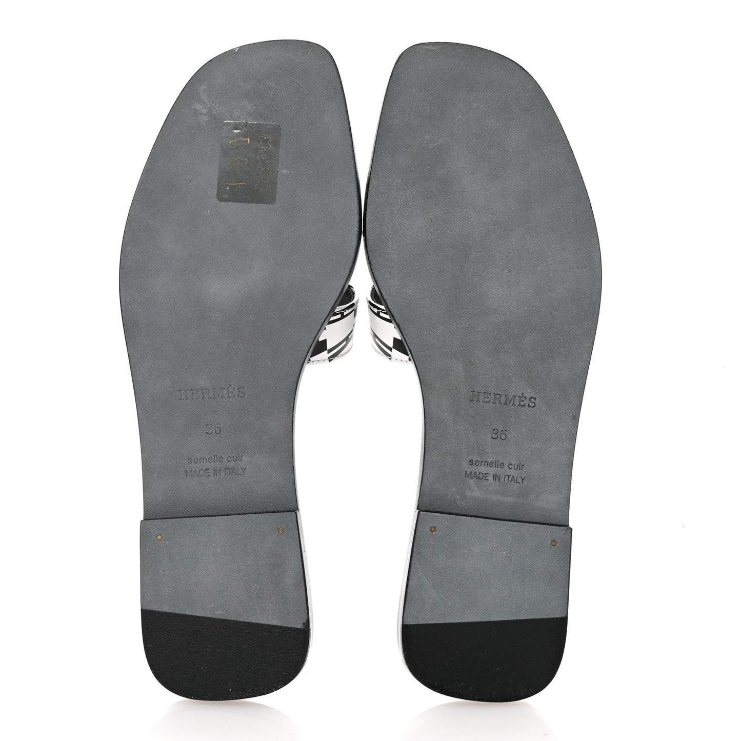 Calfskin Printed Op'H Oran Sandals 36 Black White