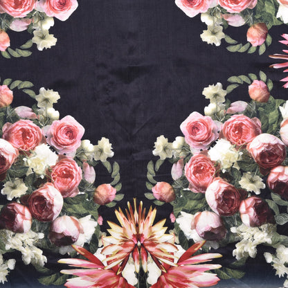Givenchy Cotton Silk Paradise Flowers Scarf Black 4 of 4