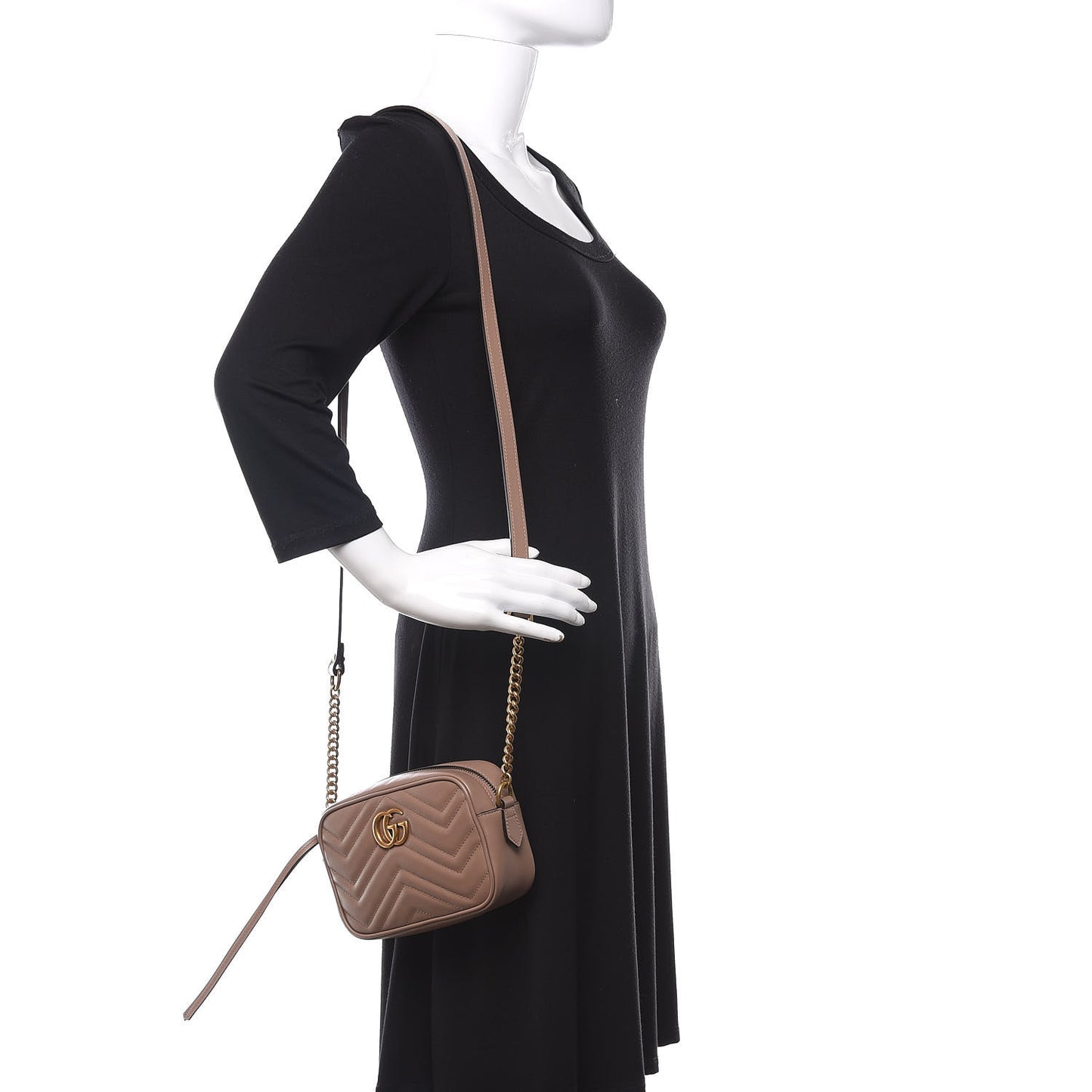 Calfskin Matelasse Mini GG Marmont Chain Shoulder Bag Porcelain Rose