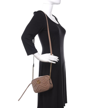 Gucci Calfskin Matelasse Mini GG Marmont Chain Shoulder Bag Porcelain Rose 2 of 15
