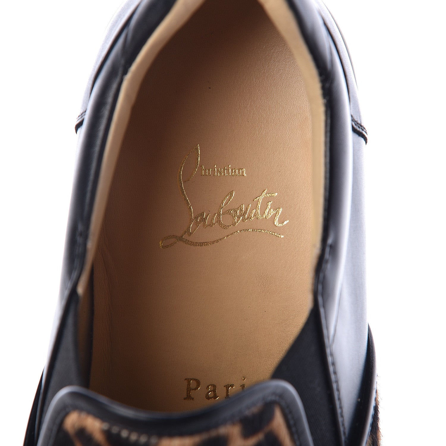 Christian Louboutin Pony Hair Jaguar Print Womens Master Key Flat Skate Sneakers 38 Brown Black 5 of 10