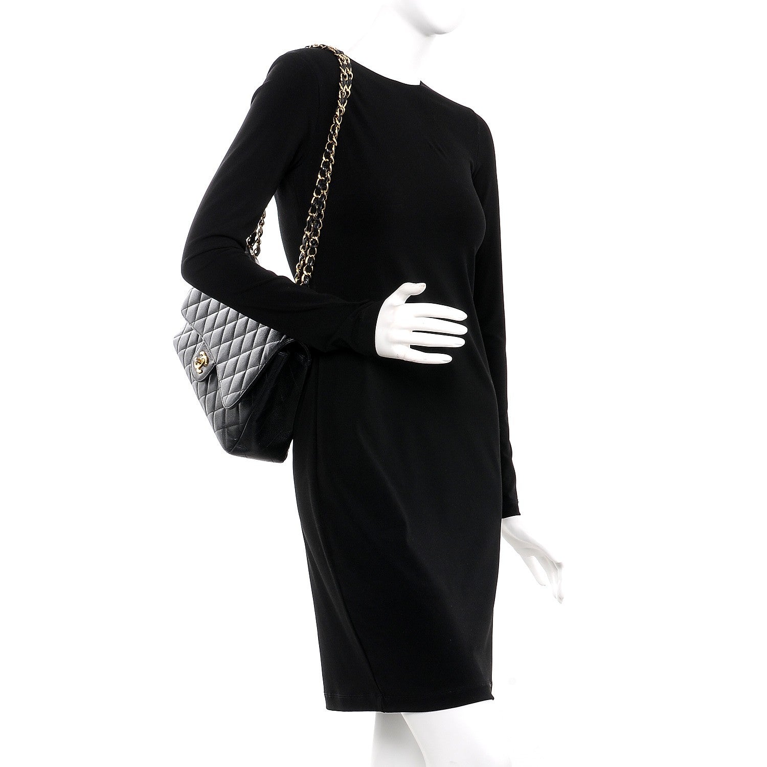 Chanel Caviar Quilted Jumbo Single Flap Black 3 of 10