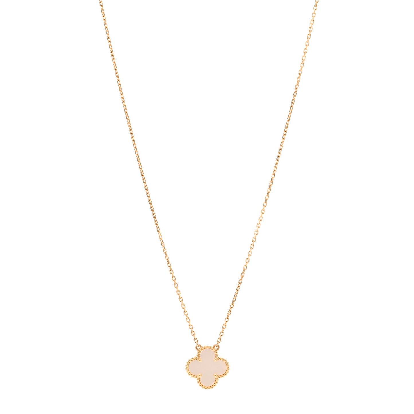 18K Yellow Gold Mother of Pearl Vintage Alhambra Pendant Necklace