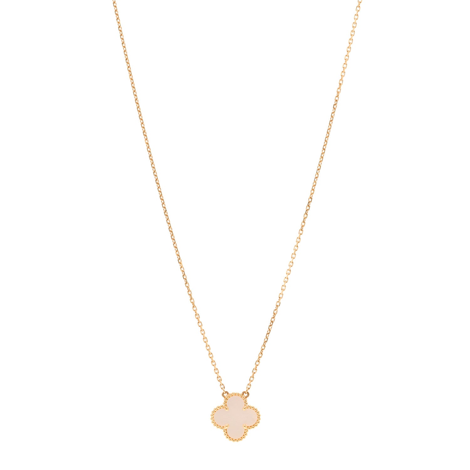 Van Cleef & Arpels 18K Yellow Gold Mother of Pearl Vintage Alhambra Pendant Necklace 1 of 5