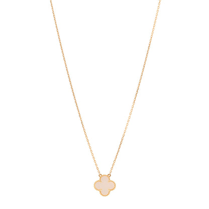 Van Cleef & Arpels 18K Yellow Gold Mother of Pearl Vintage Alhambra Pendant Necklace 1 of 5
