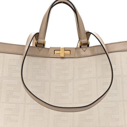 Fendi Canvas Vitello King FF Embroidered Medium Peekaboo X-Tote Poudre 8 of 12