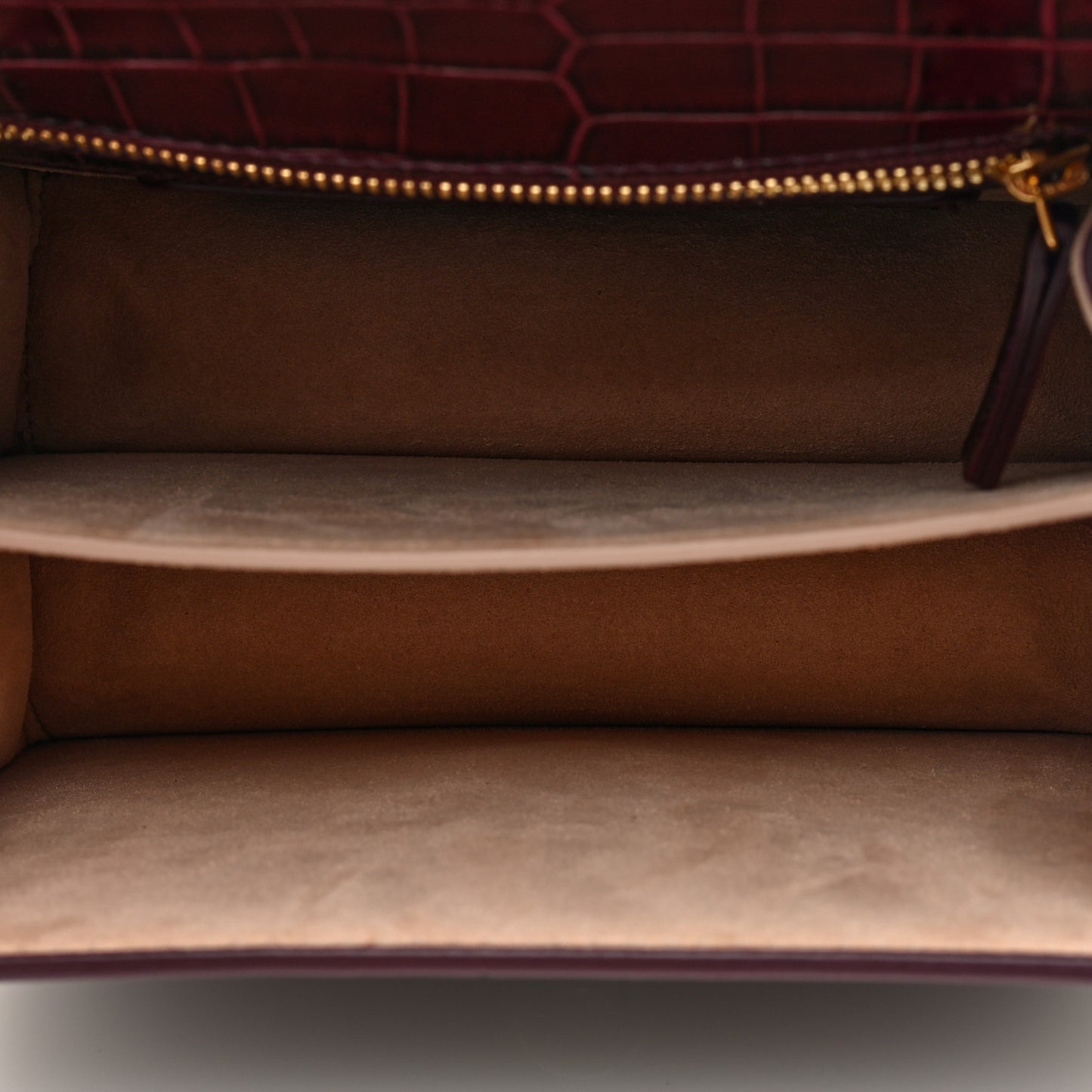 Calfskin Crocodile Embossed Jeweled Shoulder Bag Burgundy