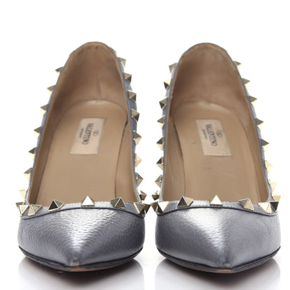 Valentino Garavani Pebbled Calfskin Rockstud 85mm Pumps 37.5 Light Stone 2 of 9