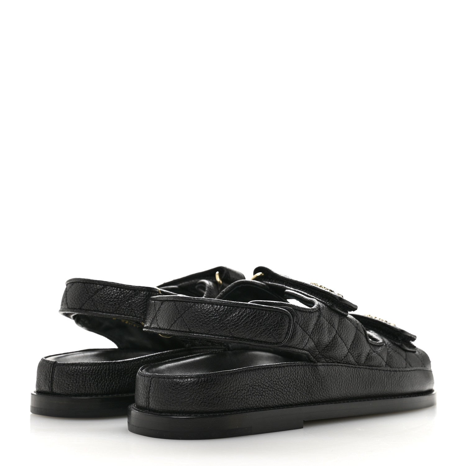 Chanel Grained Calfskin Velcro Dad Sandals 39 Black 5 of 10