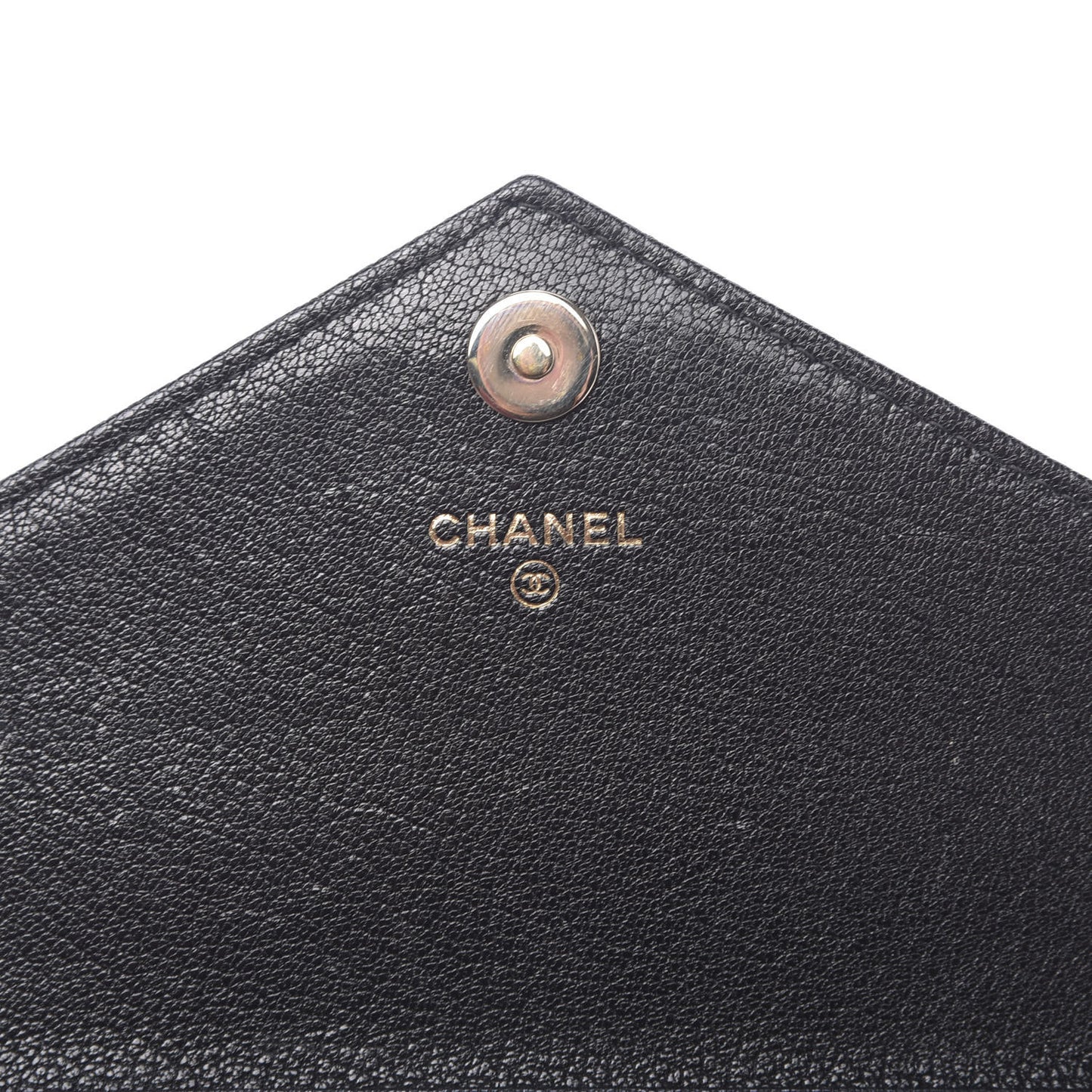 Goatskin Chevron Quilted Statement Wallet On Chain WOC Black