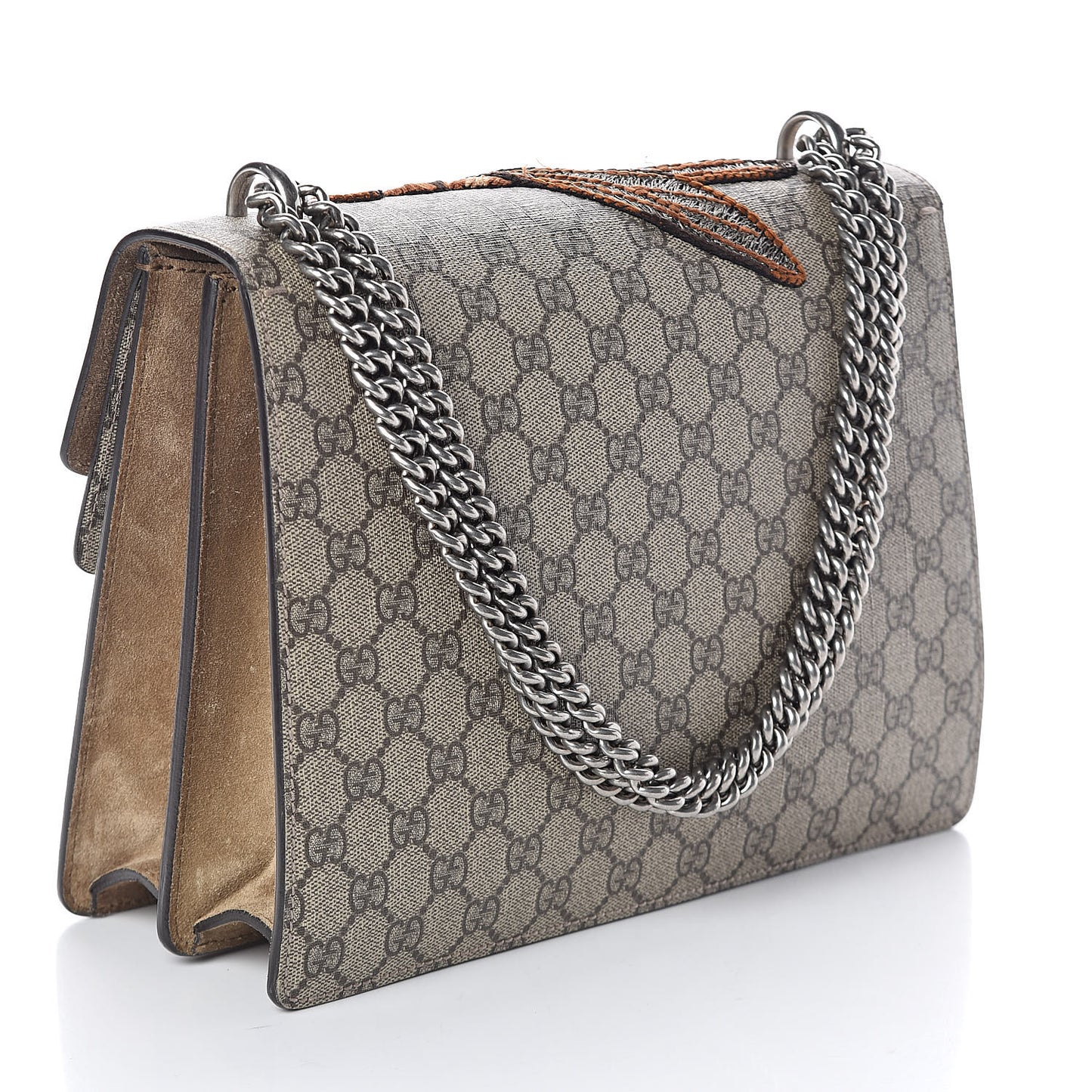 GG Supreme Monogram Bee Embroidered Medium Dionysus Shoulder Bag Taupe