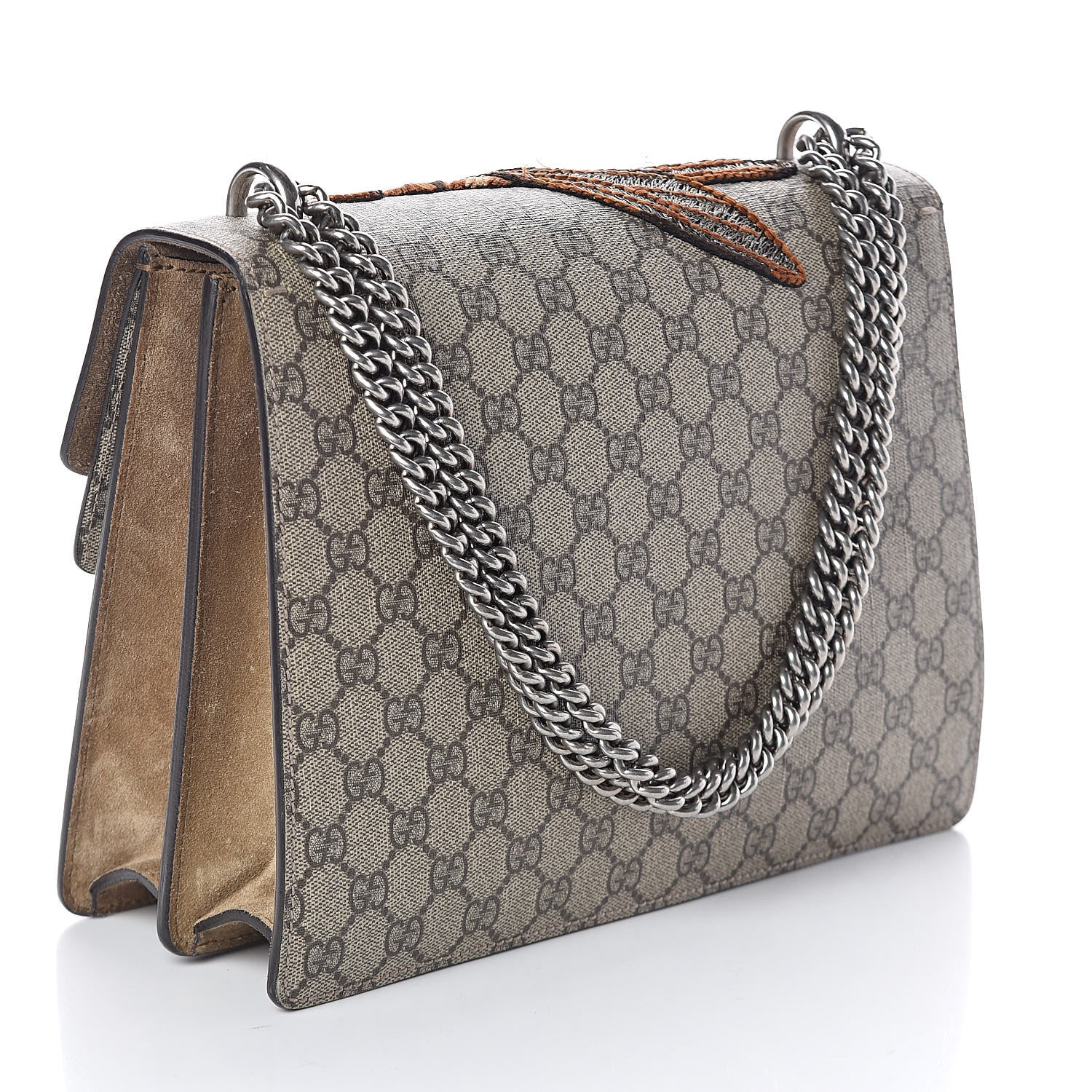 Gucci GG Supreme Monogram Bee Embroidered Medium Dionysus Shoulder Bag Taupe 3 of 10