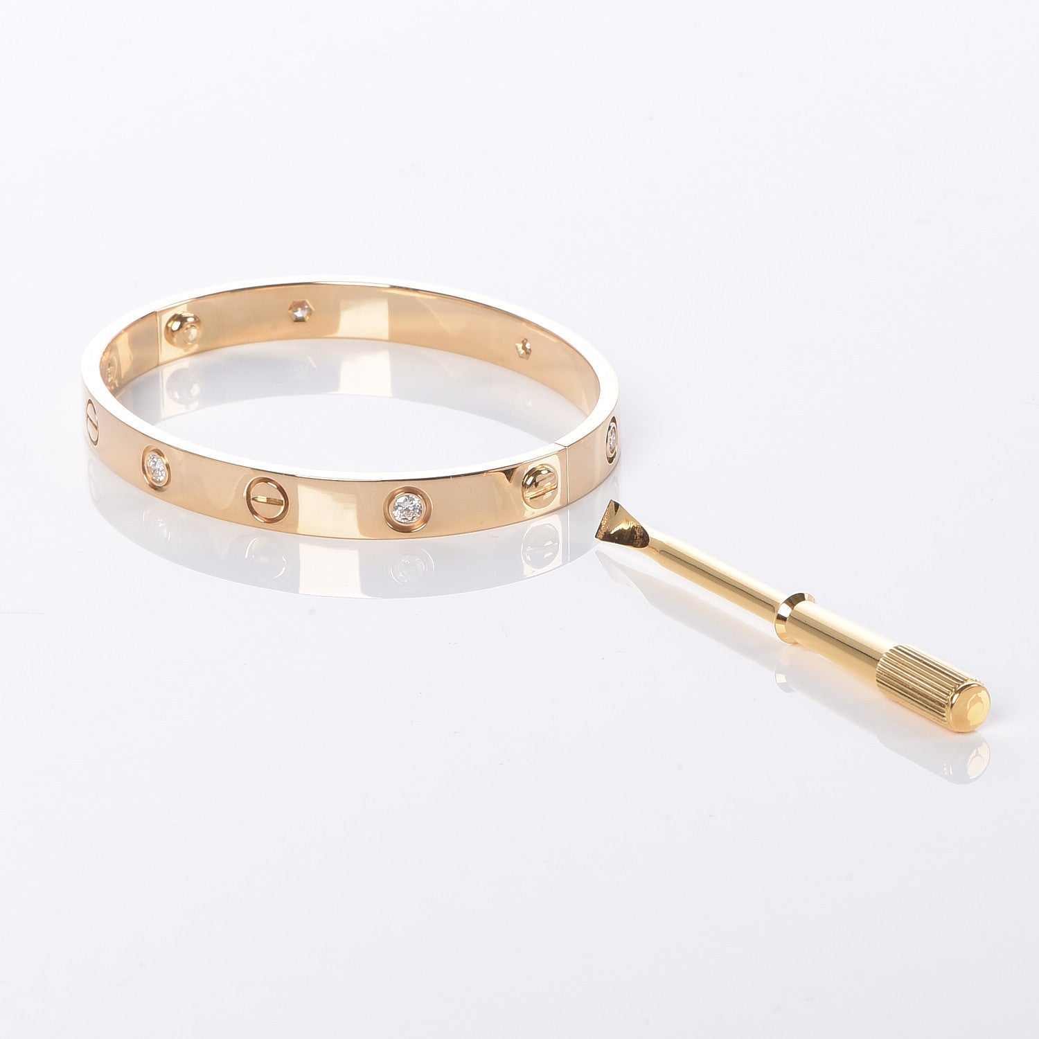 Cartier 18K Yellow Gold 6 Diamond LOVE Bracelet 16 2 of 7