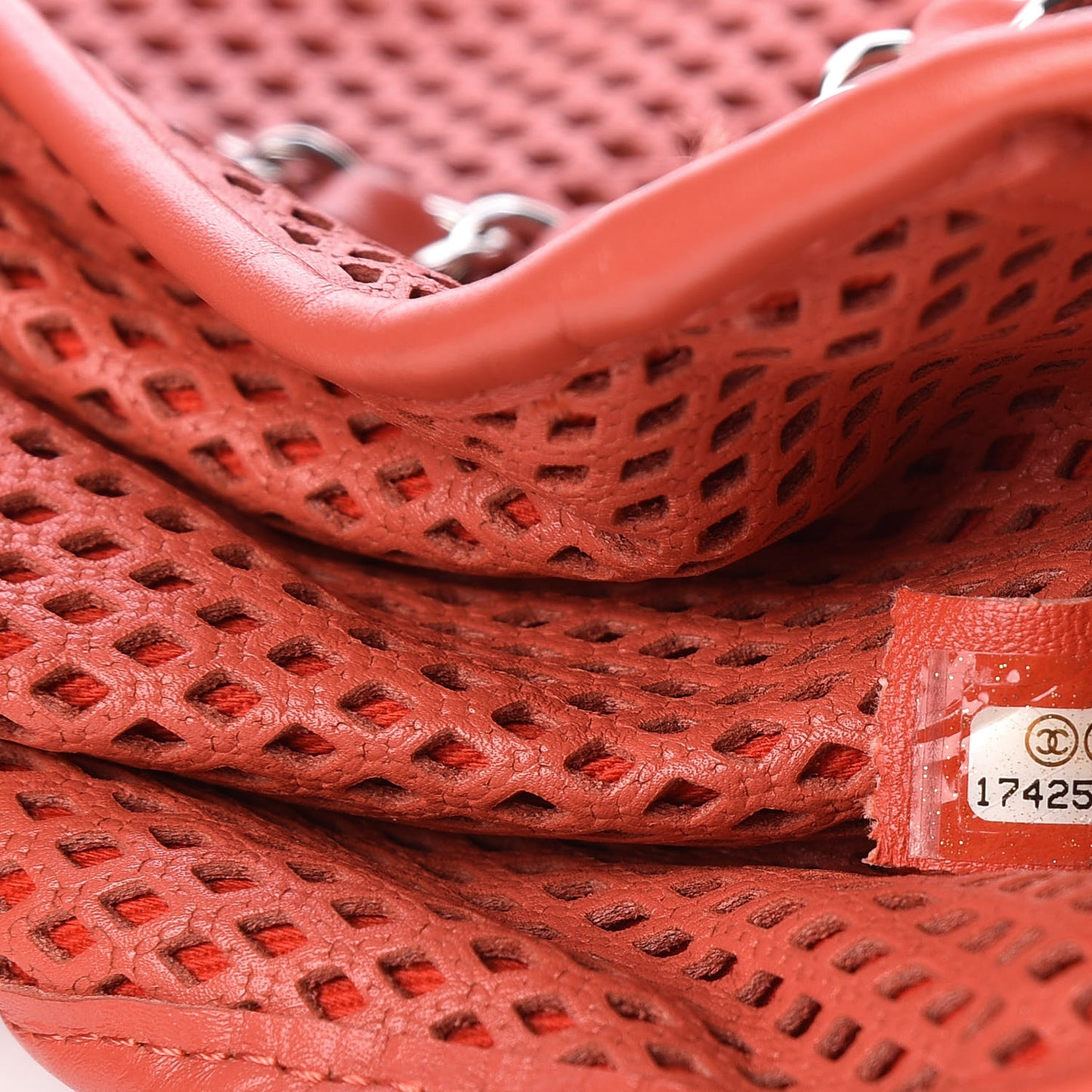 Calfskin Perforated Up In The Air Tote Red