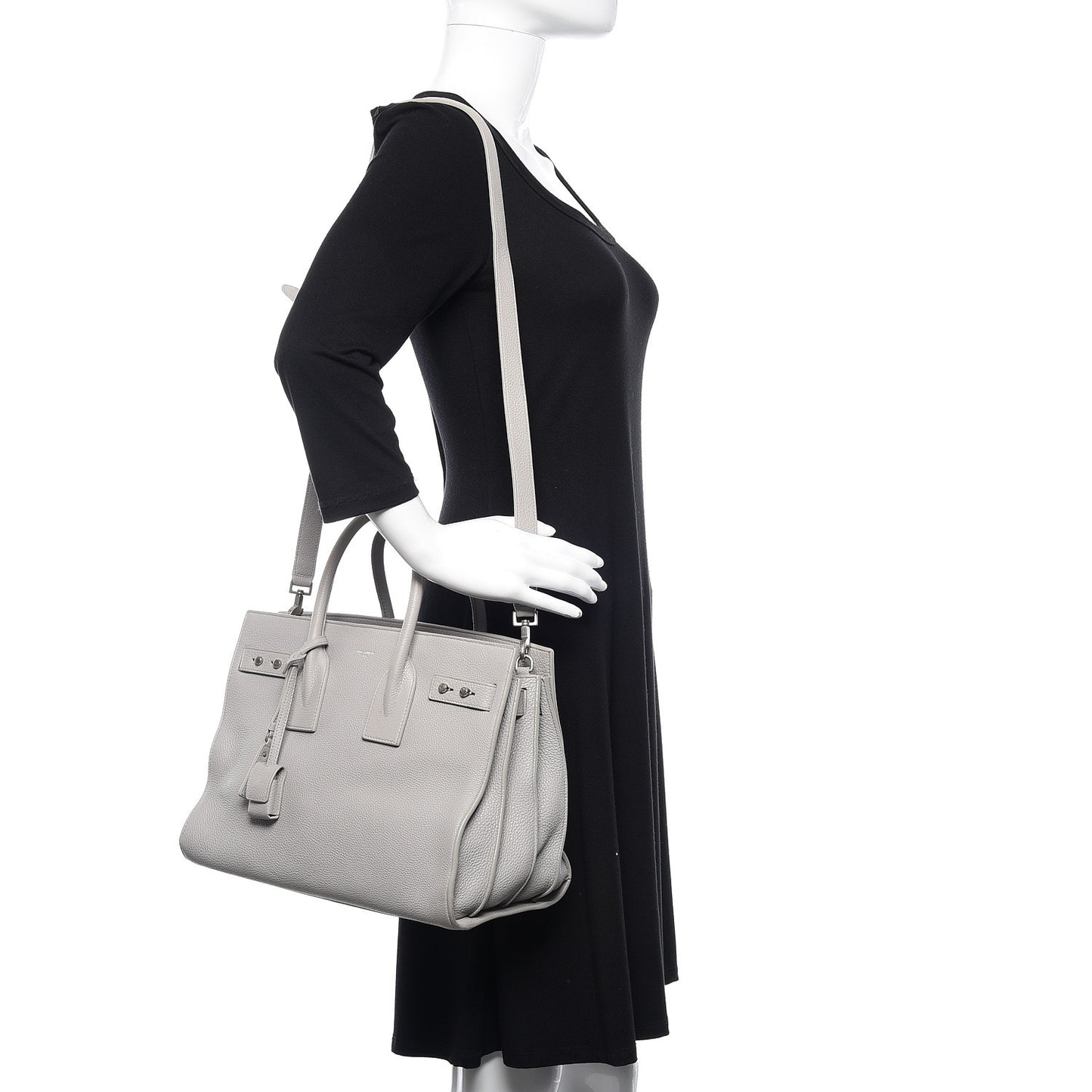 Grained Calfskin Small Supple Sac De Jour Grey