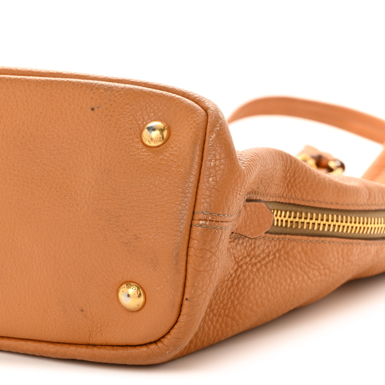 Prada Vitello Daino Side Zip Shopper Tote Caramel 10 of 15