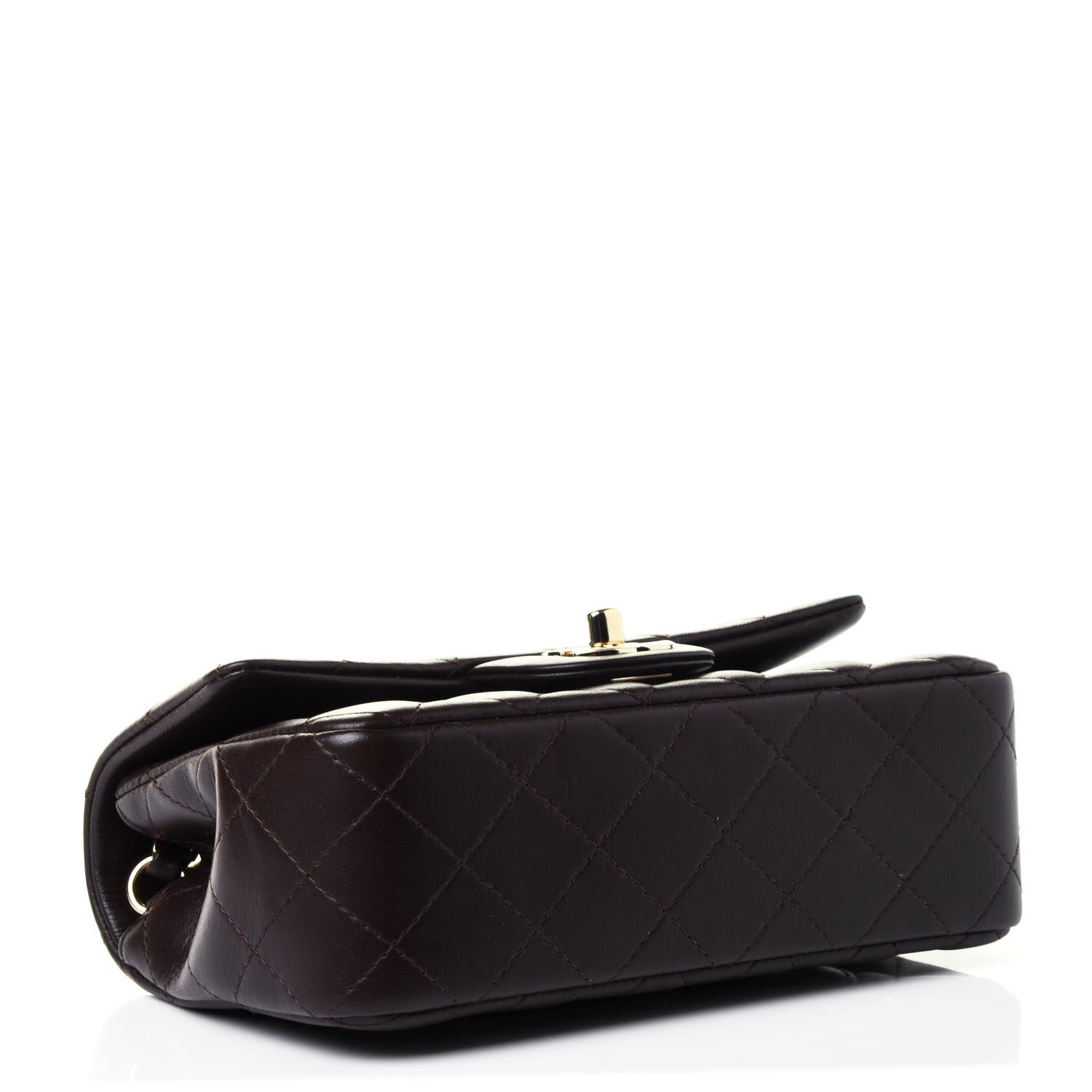 Chanel Lambskin Quilted Mini Rectangular Flap Dark Brown 3 of 4
