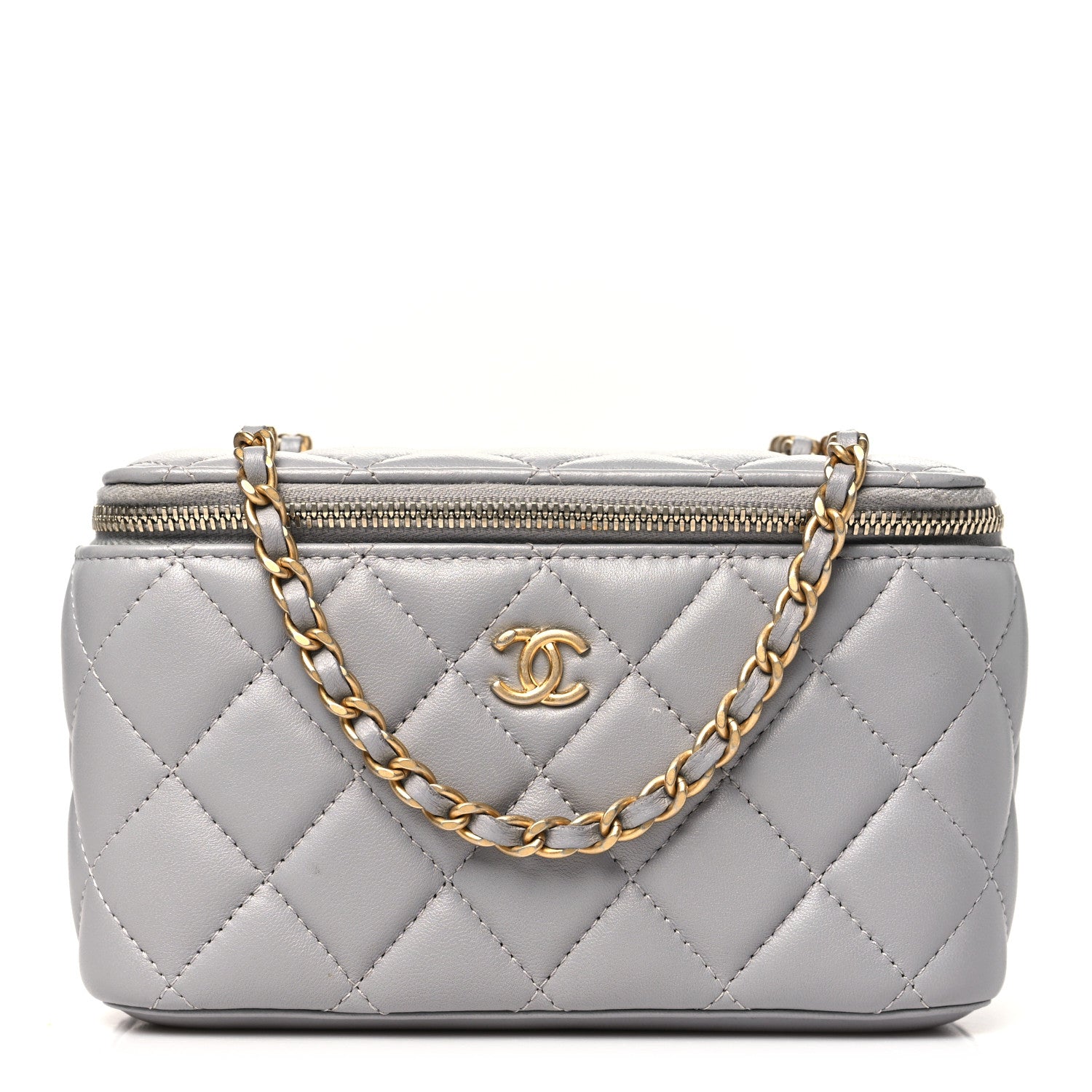 Chanel Lambskin Quilted Small Pearl Crush Vanity Case With Chain Grey 1 of 11