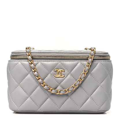 Chanel Lambskin Quilted Small Pearl Crush Vanity Case With Chain Grey 1 of 11