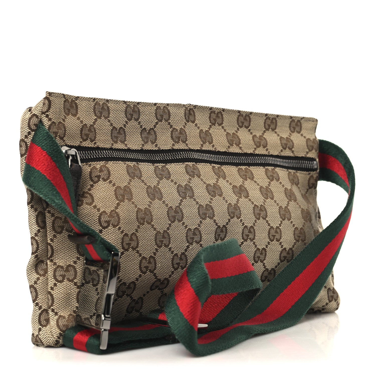 Gucci GG Monogram Web Double Pocket Belt Bag Dark Brown 3 of 10
