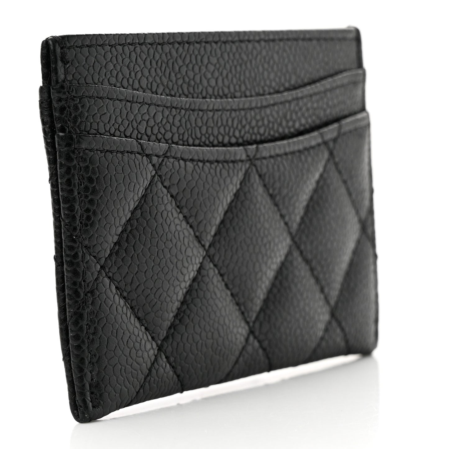 Caviar Quilted Card Holder Black