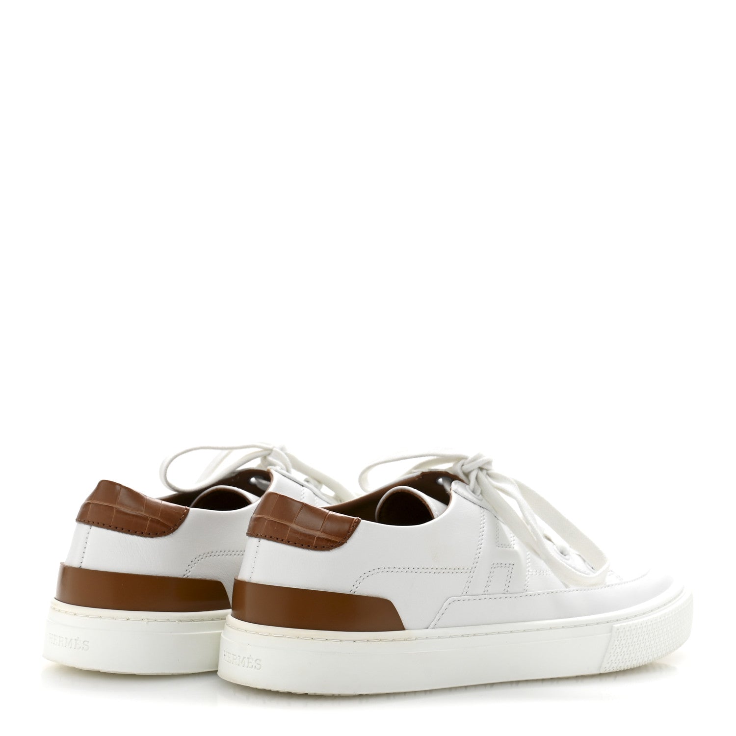 Hermes Matte Niloticus Crocodile Calfskin Deep Sneakers 38 White Marron Alezan 5 of 11