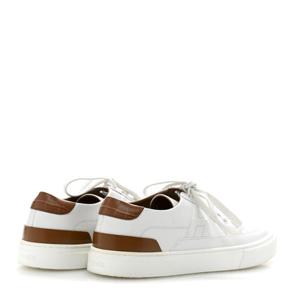 Hermes Matte Niloticus Crocodile Calfskin Deep Sneakers 38 White Marron Alezan 5 of 11