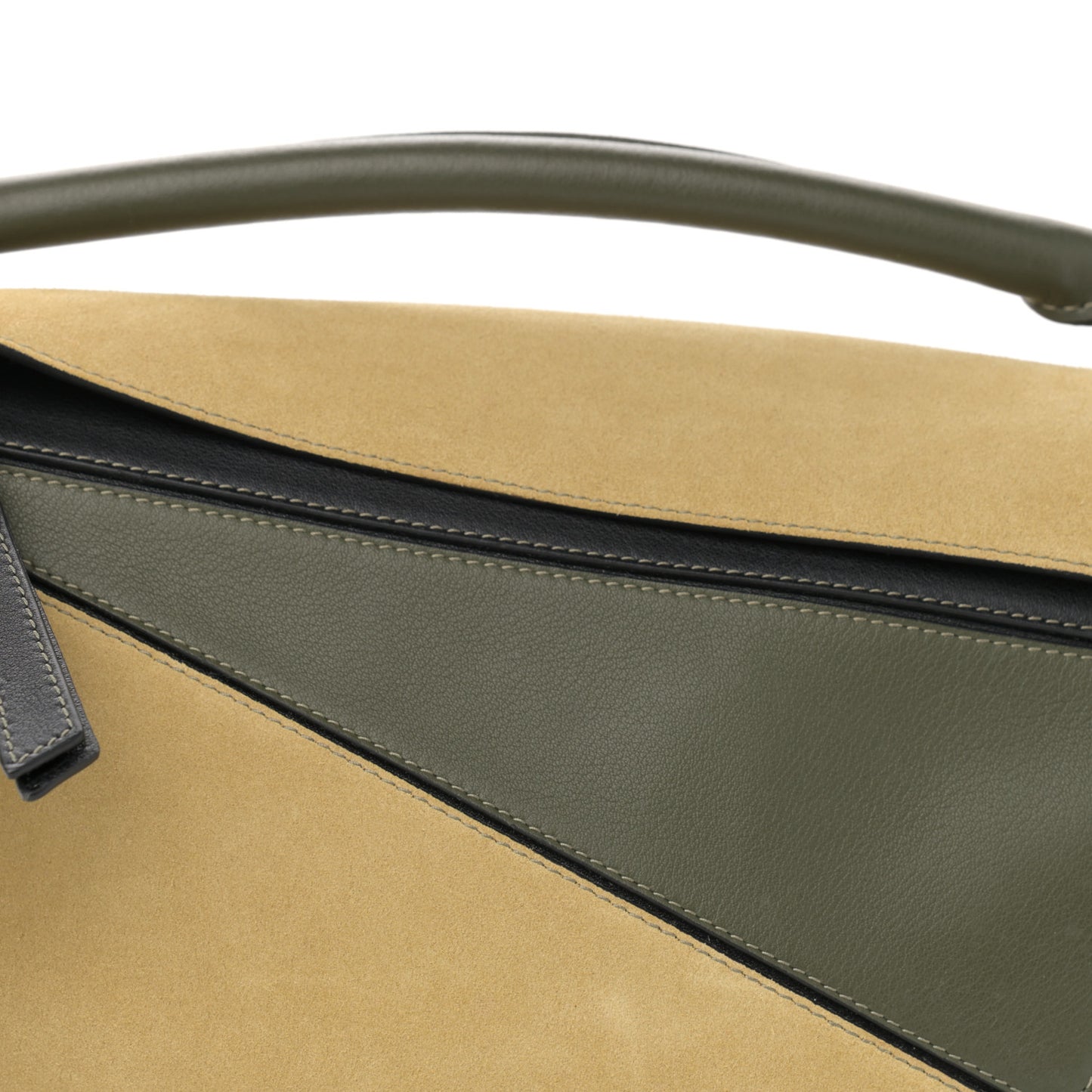 Calfskin Suede Medium Puzzle Bag Gold Avocado Green