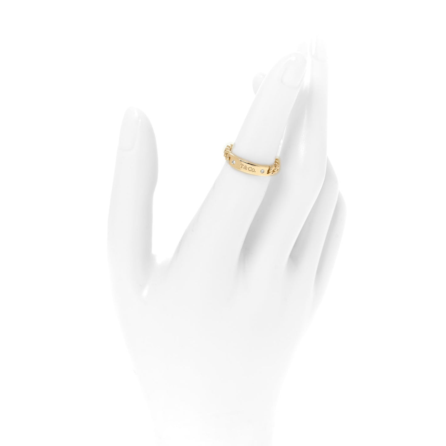 18K Yellow Gold Diamond Micro Link Ring 49 5
