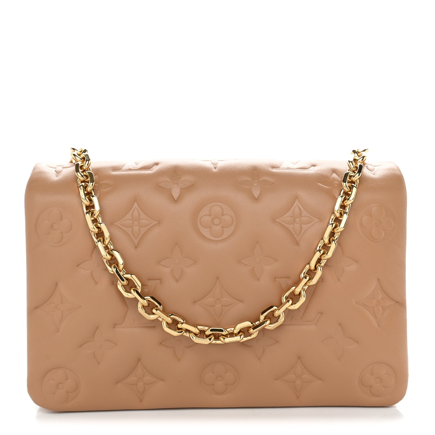 Louis Vuitton Lambskin Embossed Monogram Pochette Coussin Camel 1 of 9