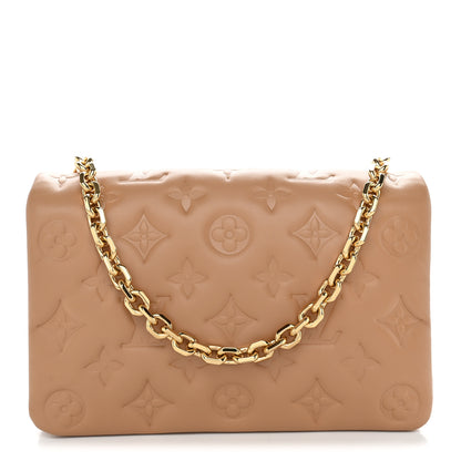 Louis Vuitton Lambskin Embossed Monogram Pochette Coussin Camel 1 of 9