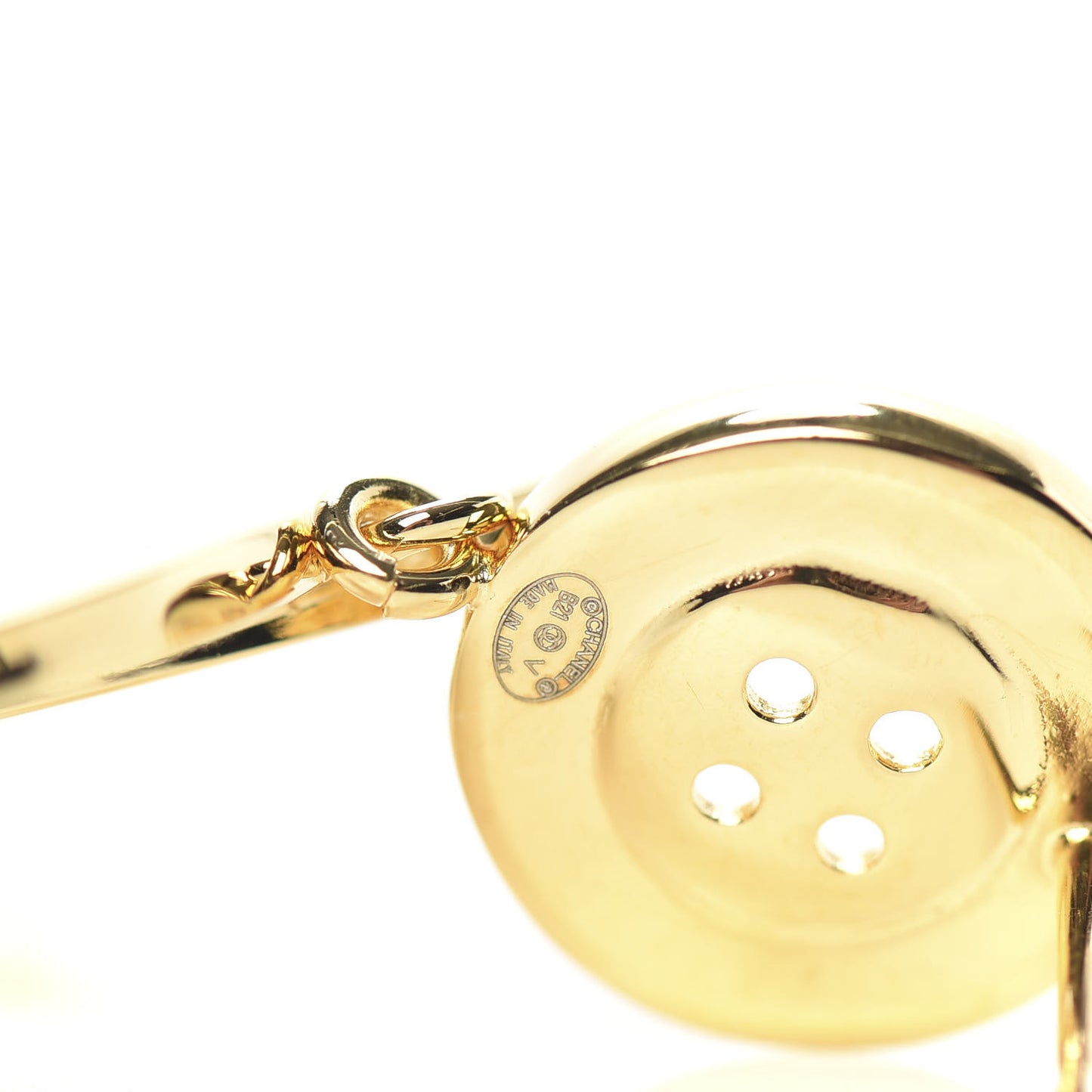 Metal Large Paris Button Earrings Gold