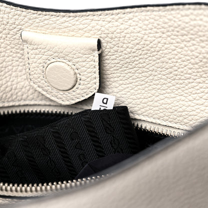 Prada Vitello Daino Soft Hobo Messenger Bag White 6 of 10
