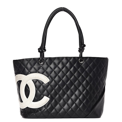 Chanel Calfskin Quilted Large Cambon Tote Black White 1 of 16