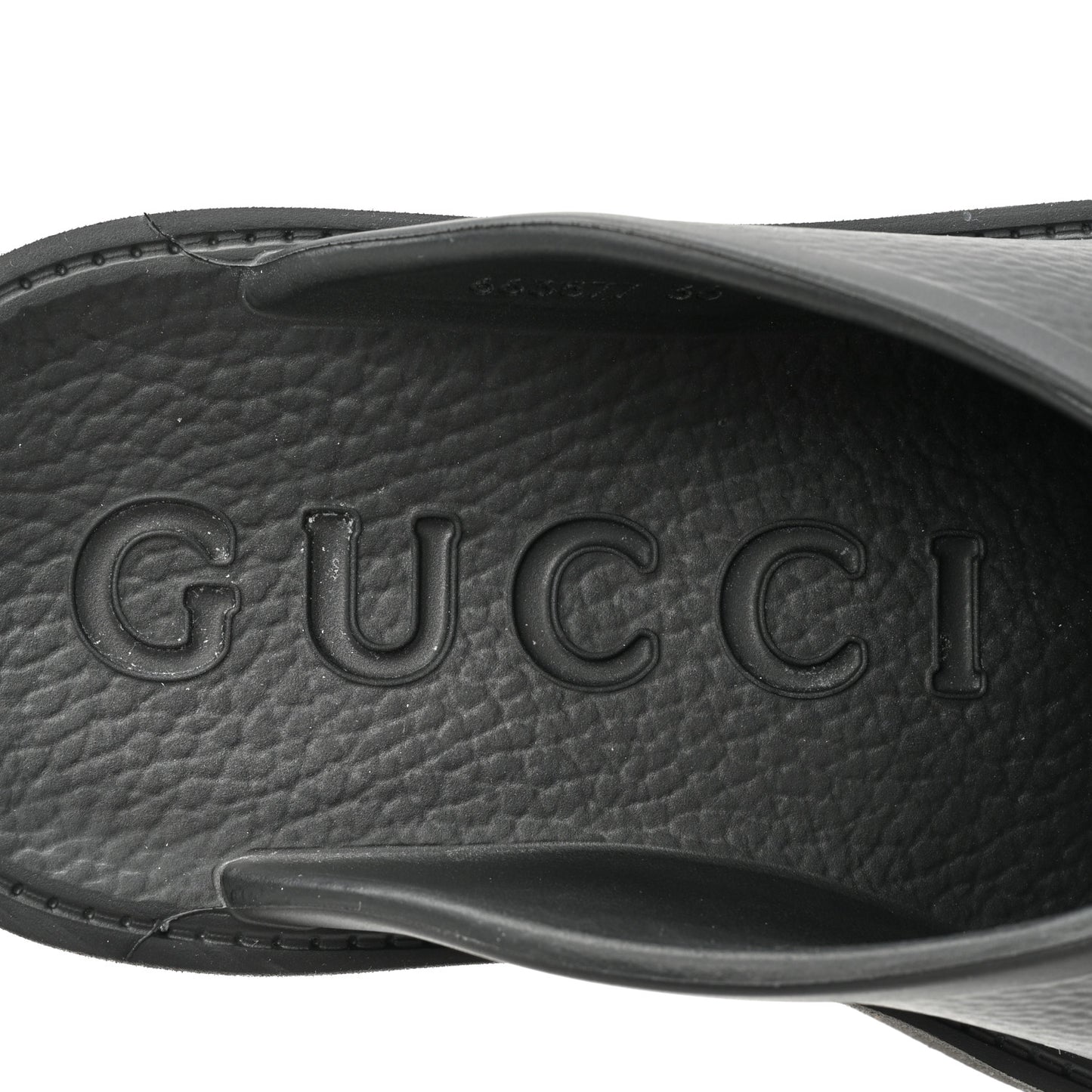 Rubber GG Monogram Perforated Elea Platform 55mm Lug Sole Sandals 36 Black