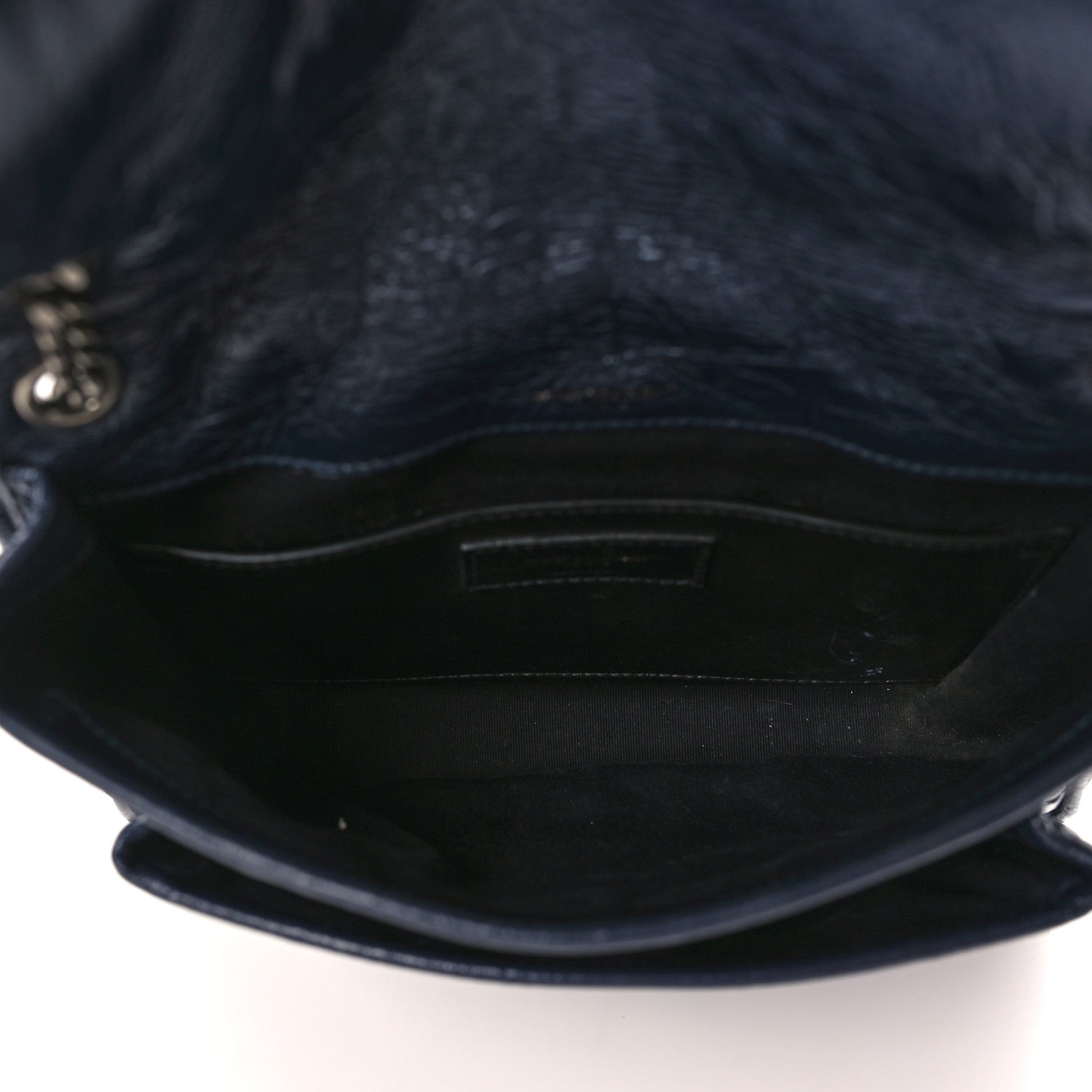 Saint Laurent Crinkled Calfskin Matelasse Monogram Baby Niki Chain Satchel Navy 5 of 10