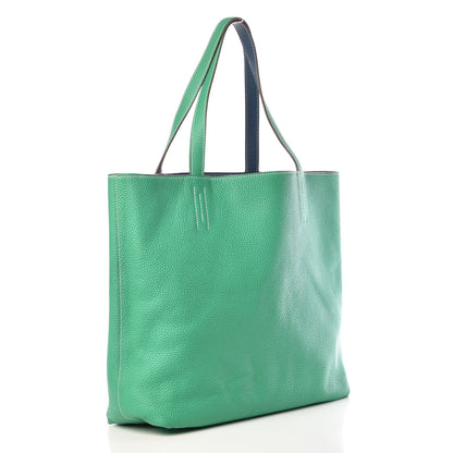 Hermes Taurillon Clemence Double Sens 36 Reversible Tote Menthe Bleu Thalassa 4 of 16