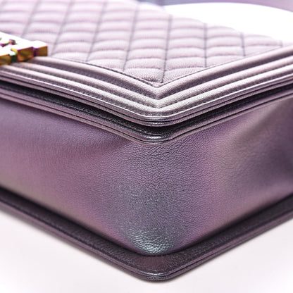 Chanel Iridescent Goatskin Quilted New Medium Boy Flap Purple 9 of 11