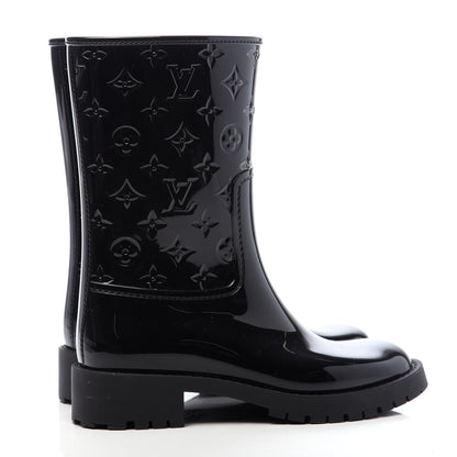 Louis Vuitton Rubber Embossed Monogram Drops Flat Half Boots 36 Black 4 of 7