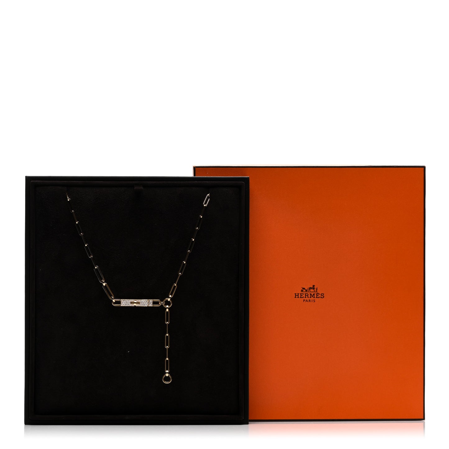 18K Yellow Gold Diamond Pave PM Kelly Chaine Lariat Necklace ST