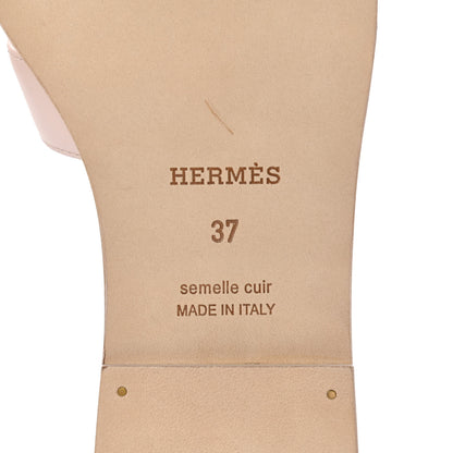 Hermes Box Calfskin Oran Sandals 37 Rose Pale 7 of 8