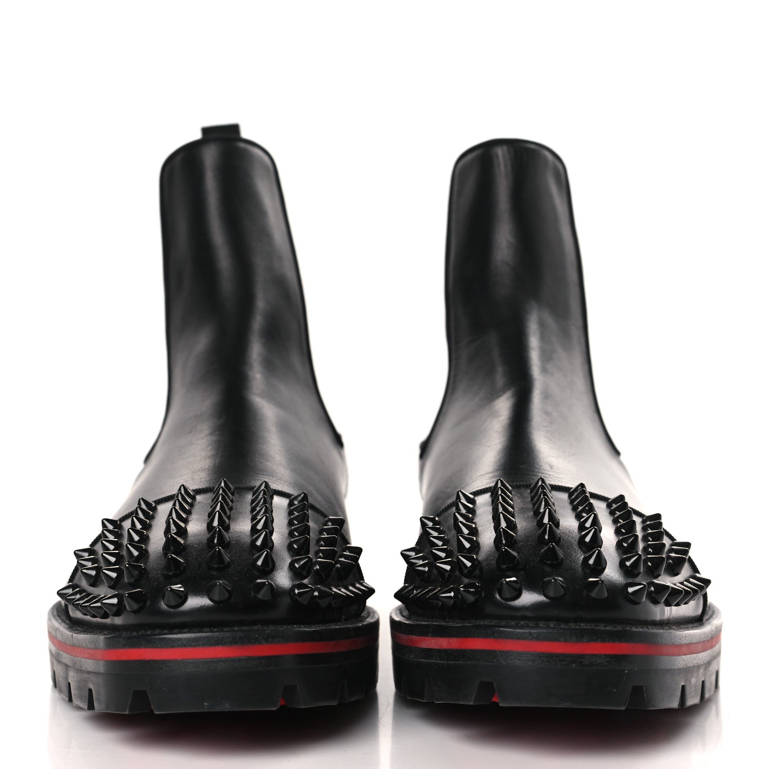 Christian Louboutin Calfskin Mens Melon Spikes Flat Chelsea Boots 42.5 Black 2 of 7